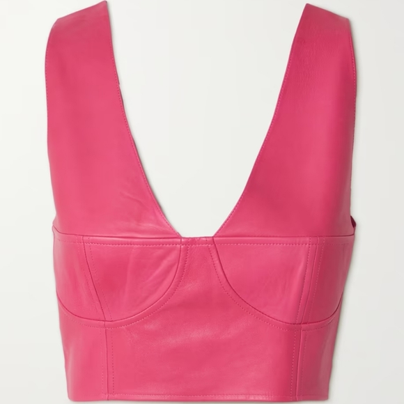 Pink leather adjustable bustier top - Picture 6 of 10